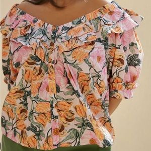 Cecilia Pettersson floral off the shoulder shirt. Size small, worn once.
